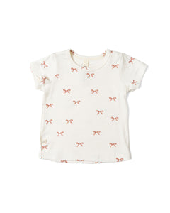rib knit tee - classic bows - natural