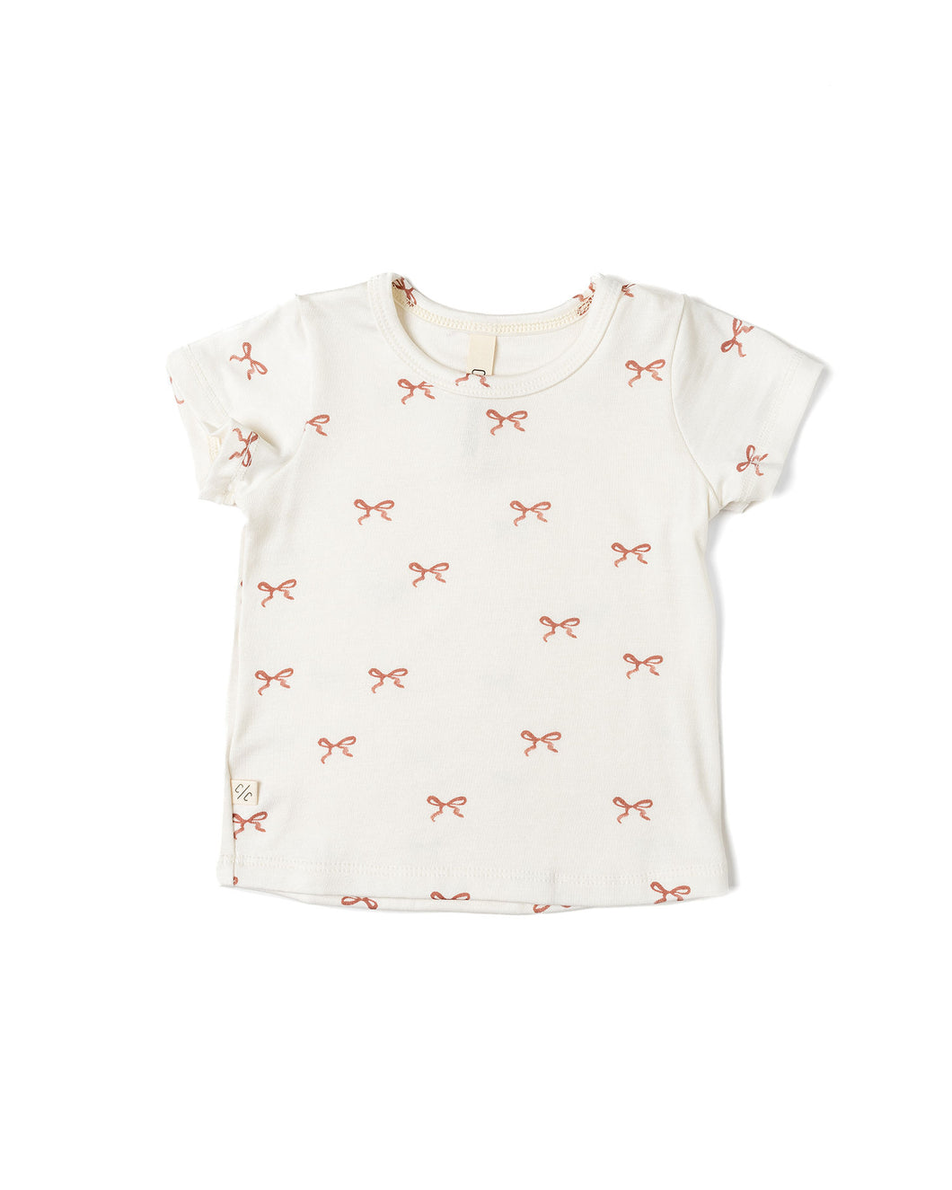 rib knit tee - classic bows - natural