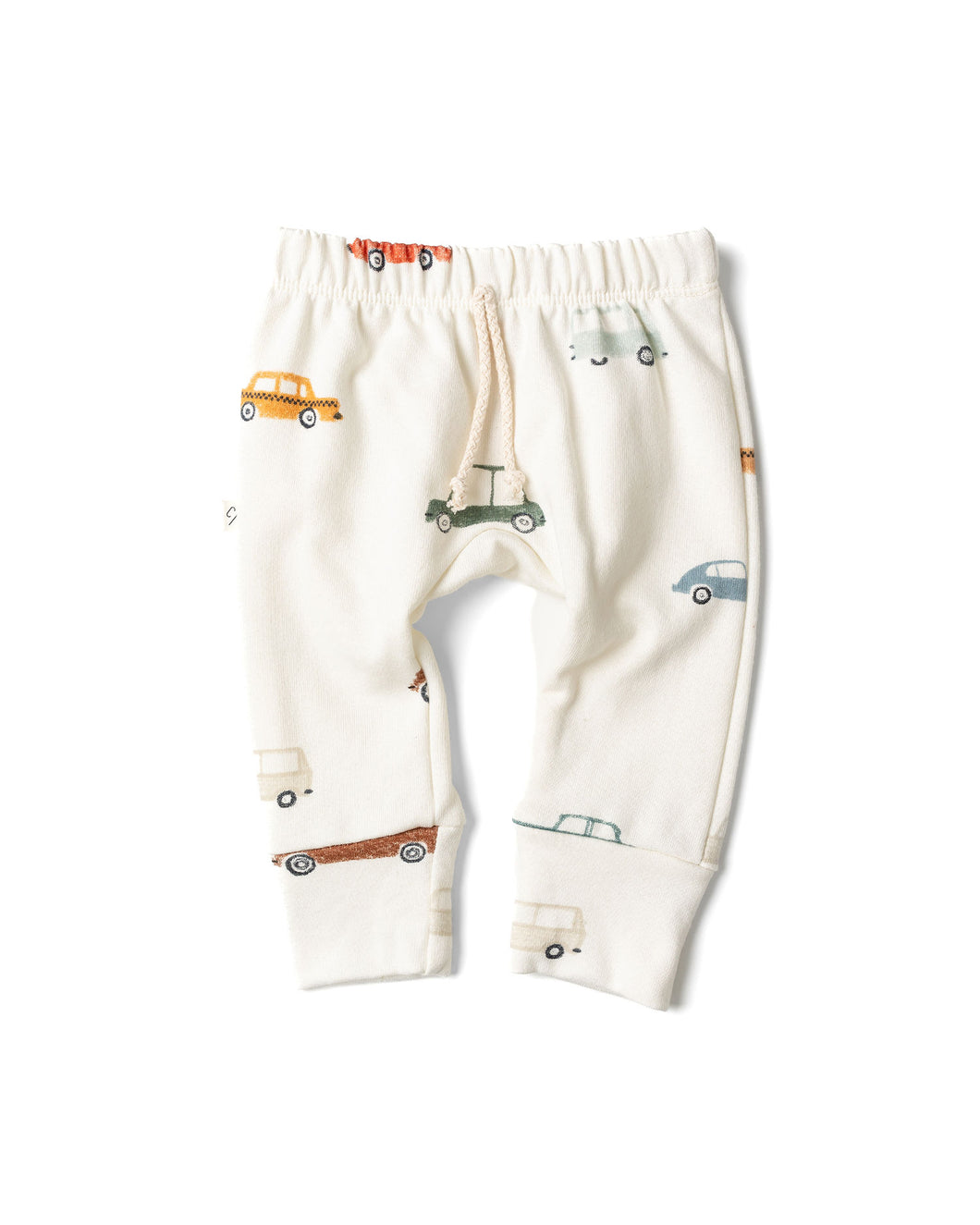 gusset pants - cars on natural