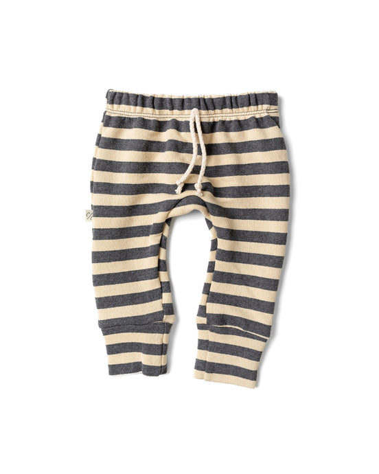 gusset pants - iron gray beige stripe