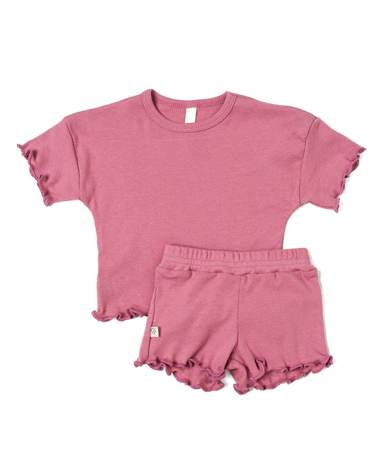 ruffle set - dusty pink