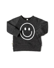 Load image into Gallery viewer, pullover crew - smile on heather black