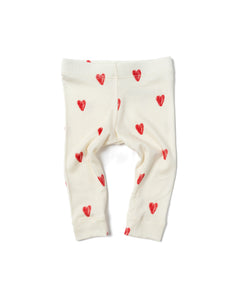 leggings - red hearts on natural