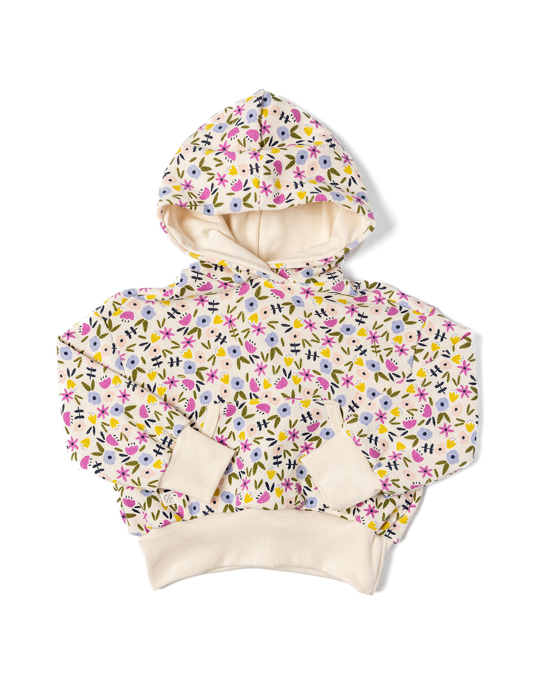 vintage hoodie - bright ditsy floral