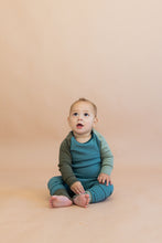 Load image into Gallery viewer, rib knit pant - sea pine dark olive and basil