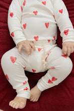 Load image into Gallery viewer, rib knit pant - red hearts on natural