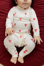 Load image into Gallery viewer, rib knit long sleeve tee - red hearts on natural