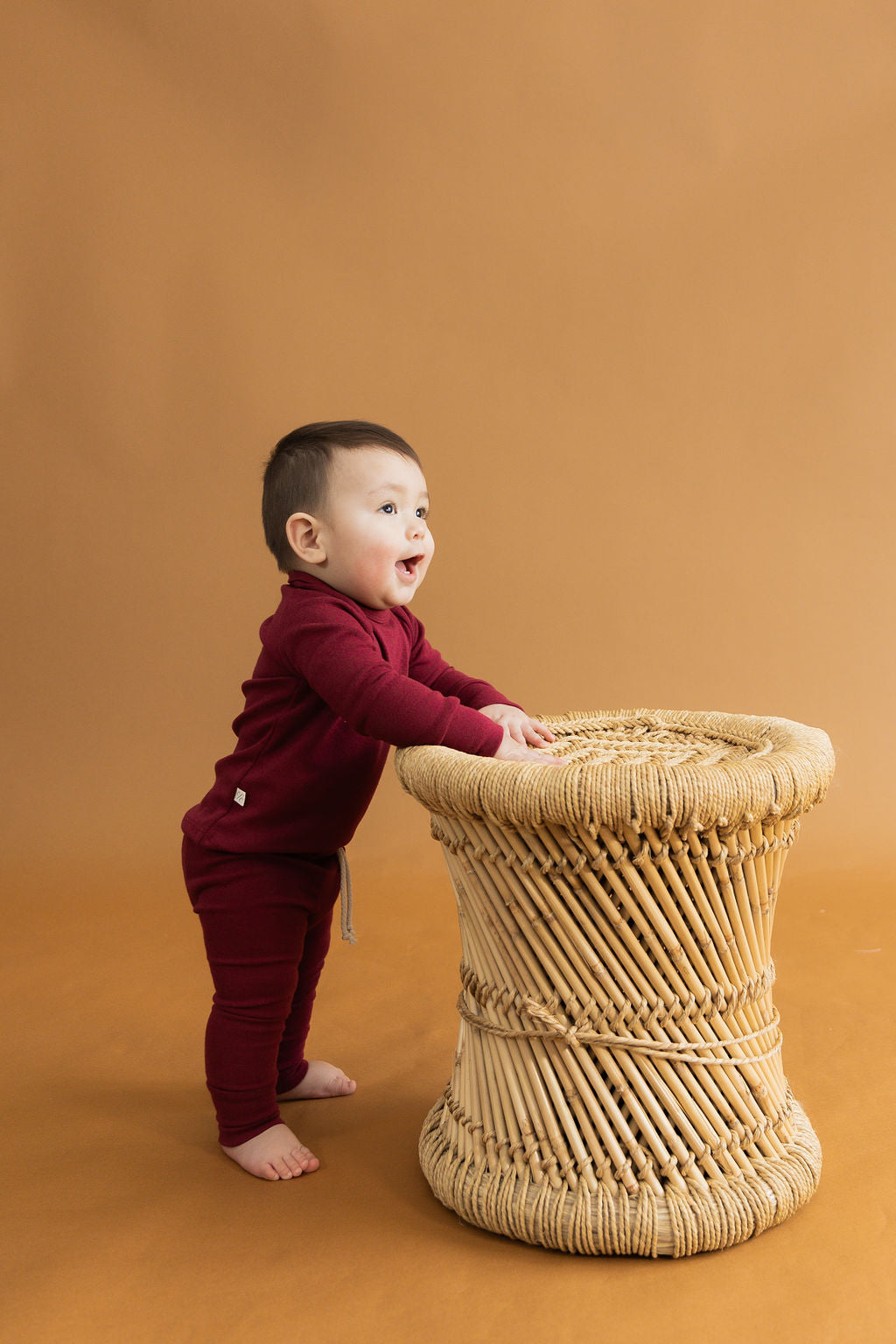 rib knit long sleeve tee CO - candy apple
