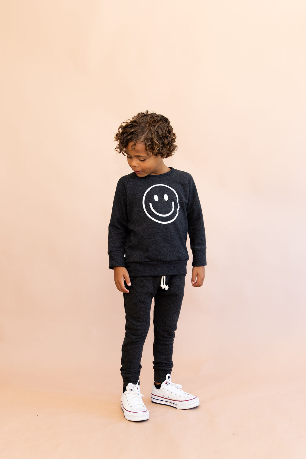 pullover crew CO - smile on heather black