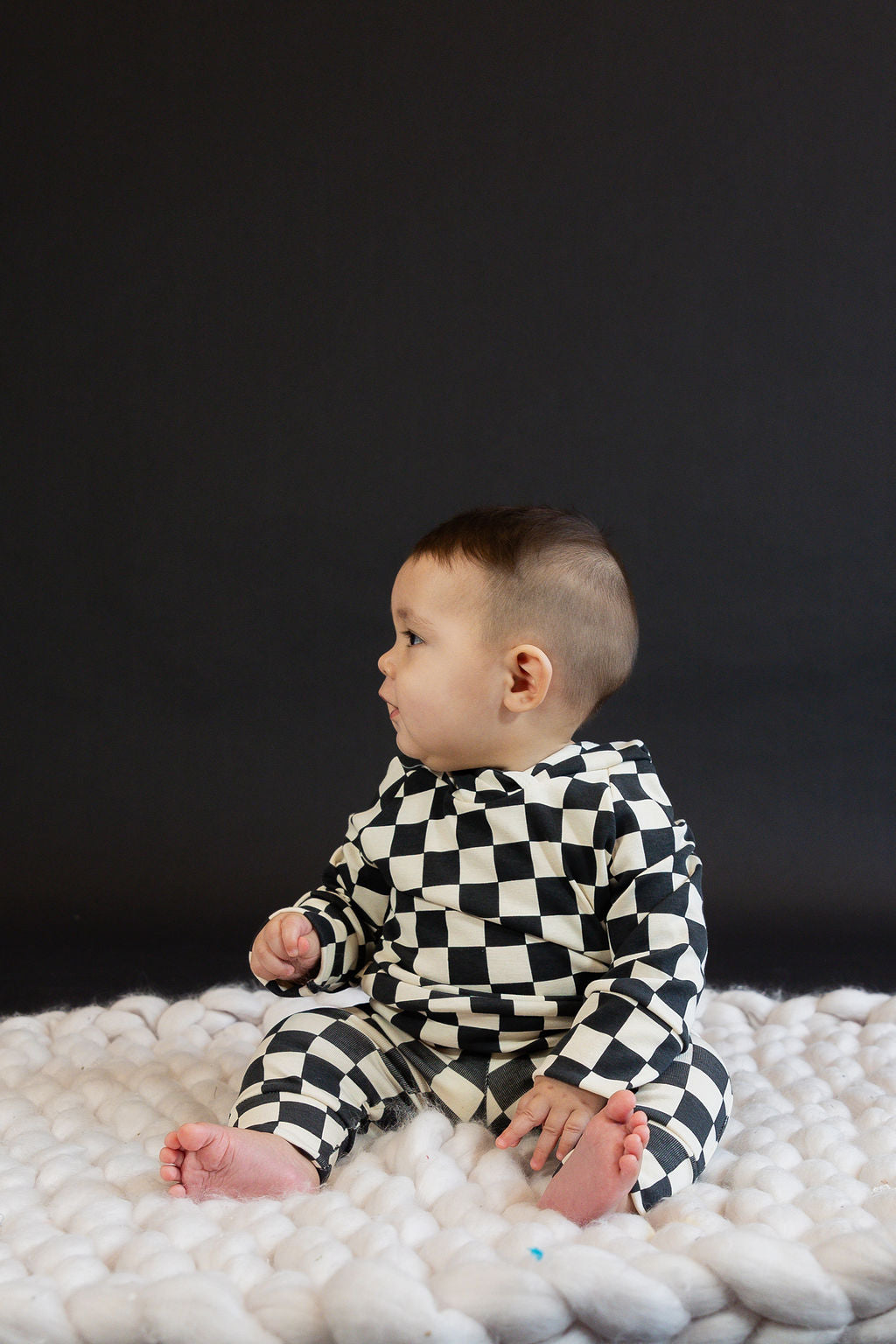 rib knit jogger - black checkerboard