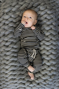rib knit long sleeve tee - black stripe
