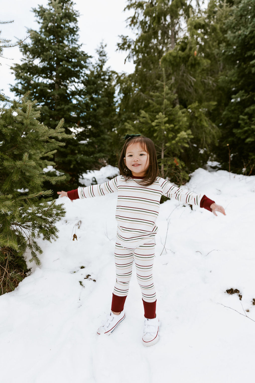 rib knit pant CO - triple stripe red contrast