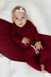 rib knit long sleeve tee - stocking red
