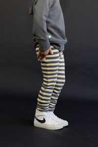 gusset pants - iron gray beige stripe