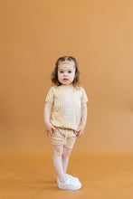 Load image into Gallery viewer, rib knit tee - tan gingham