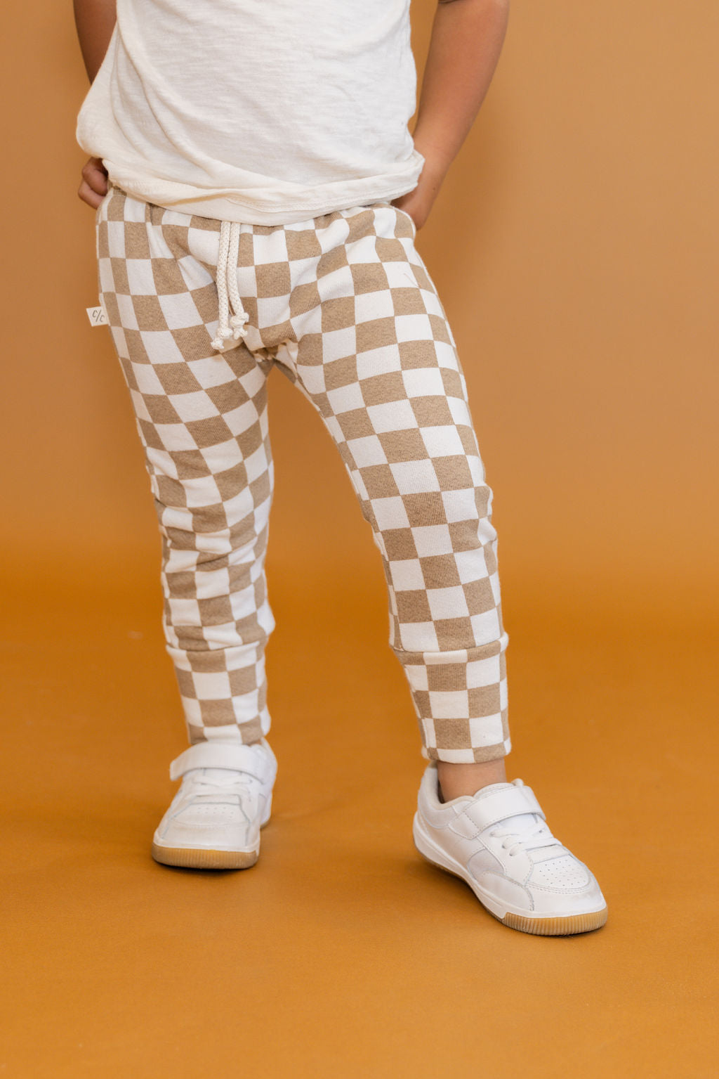 gusset pants - taupe checkerboard