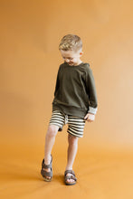 Load image into Gallery viewer, boy shorts - dark fatigue beige stripe