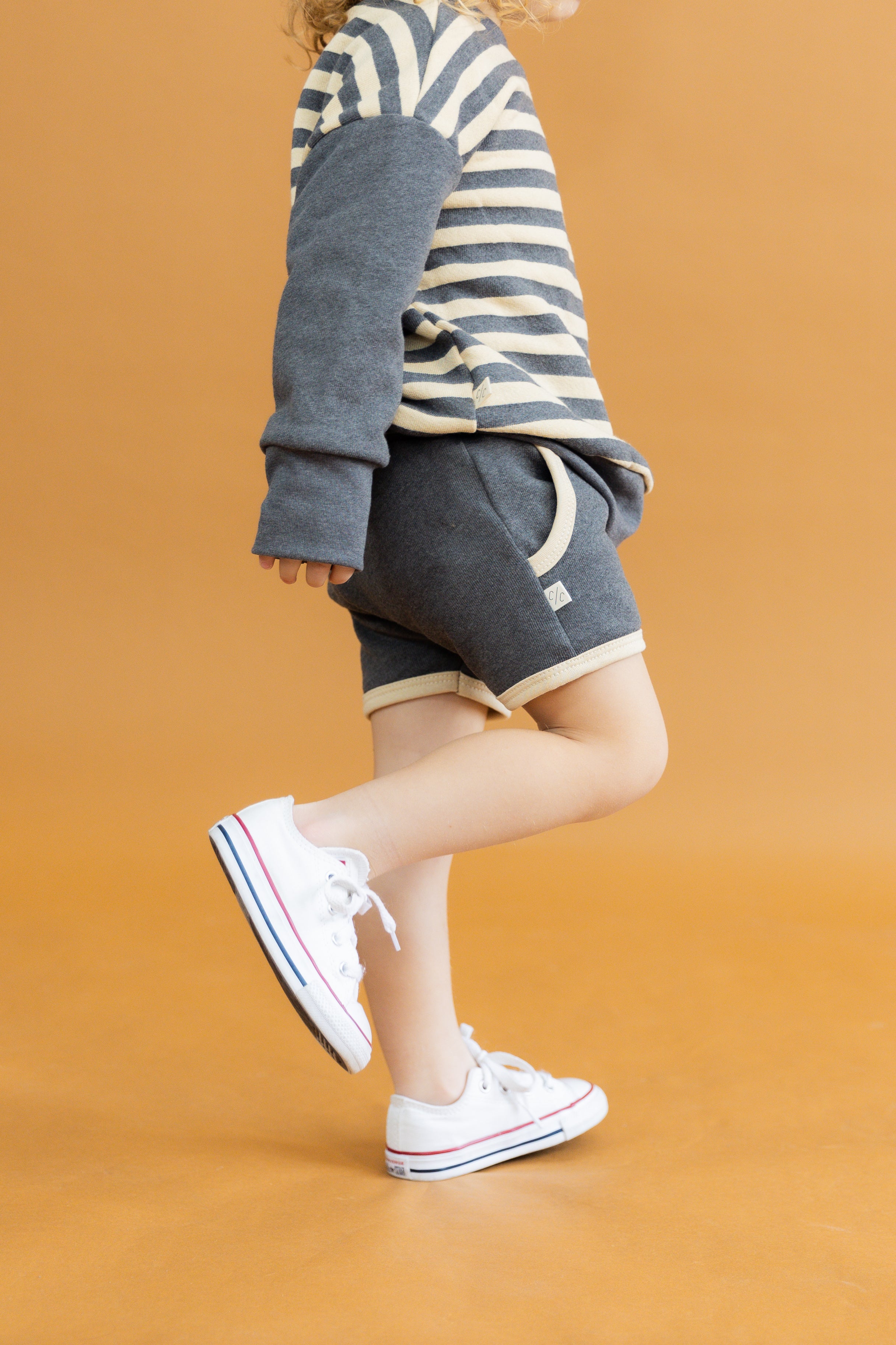 french terry retro short CO - iron gray