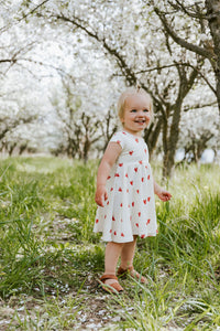 swing dress - red hearts on natural