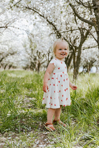 swing dress - red hearts on natural