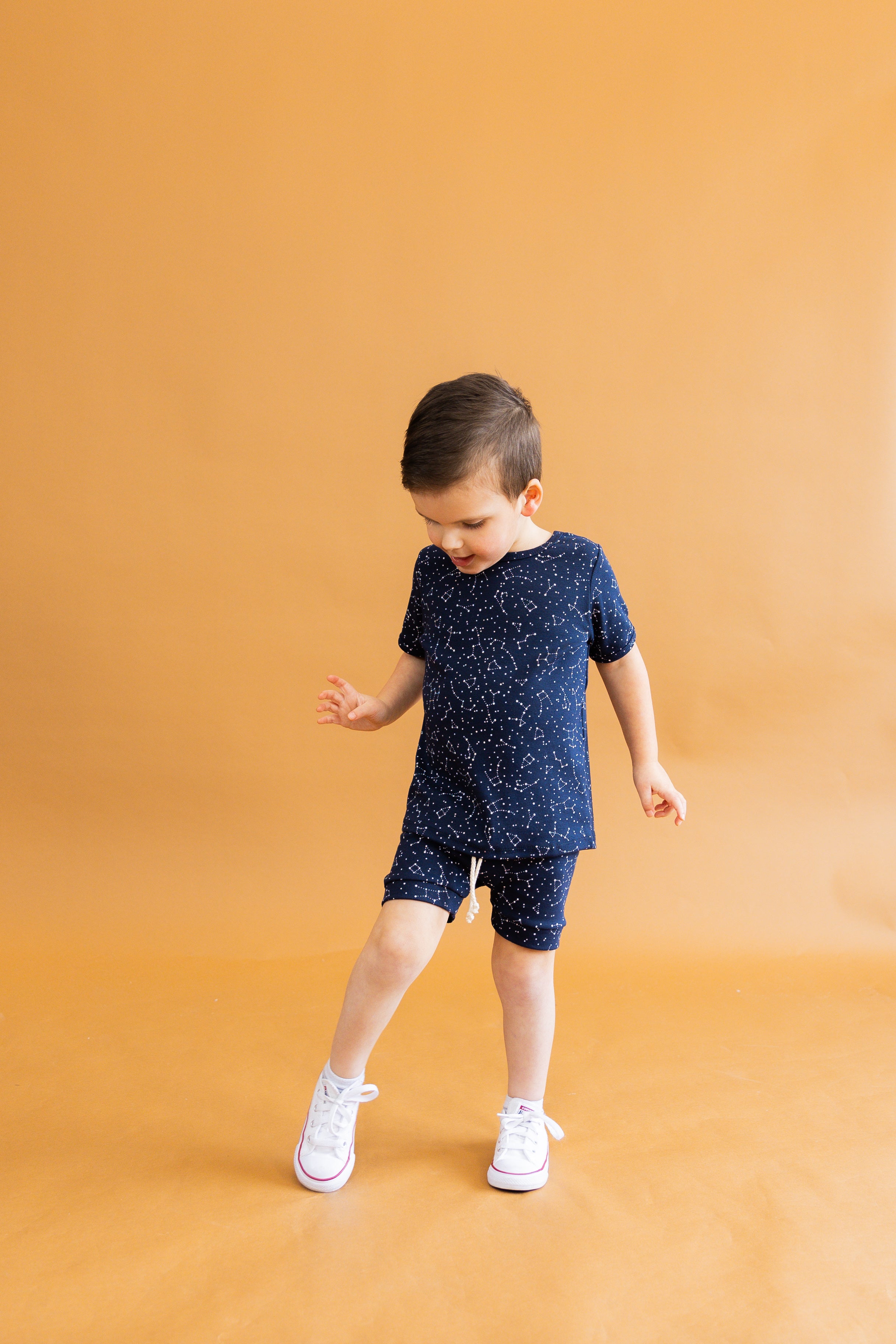 rib knit tee CO - constellations on navy