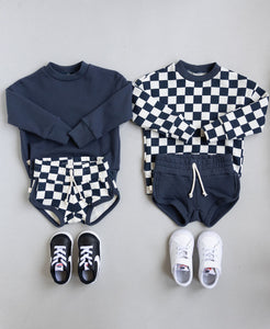 track shorts - polo blue checkerboard