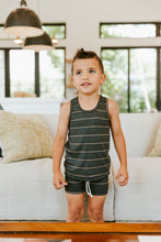 Load image into Gallery viewer, rib knit tank top - anthracite sand stripe
