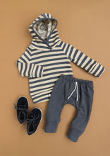 Load image into Gallery viewer, trademark raglan hoodie - iron gray beige stripe