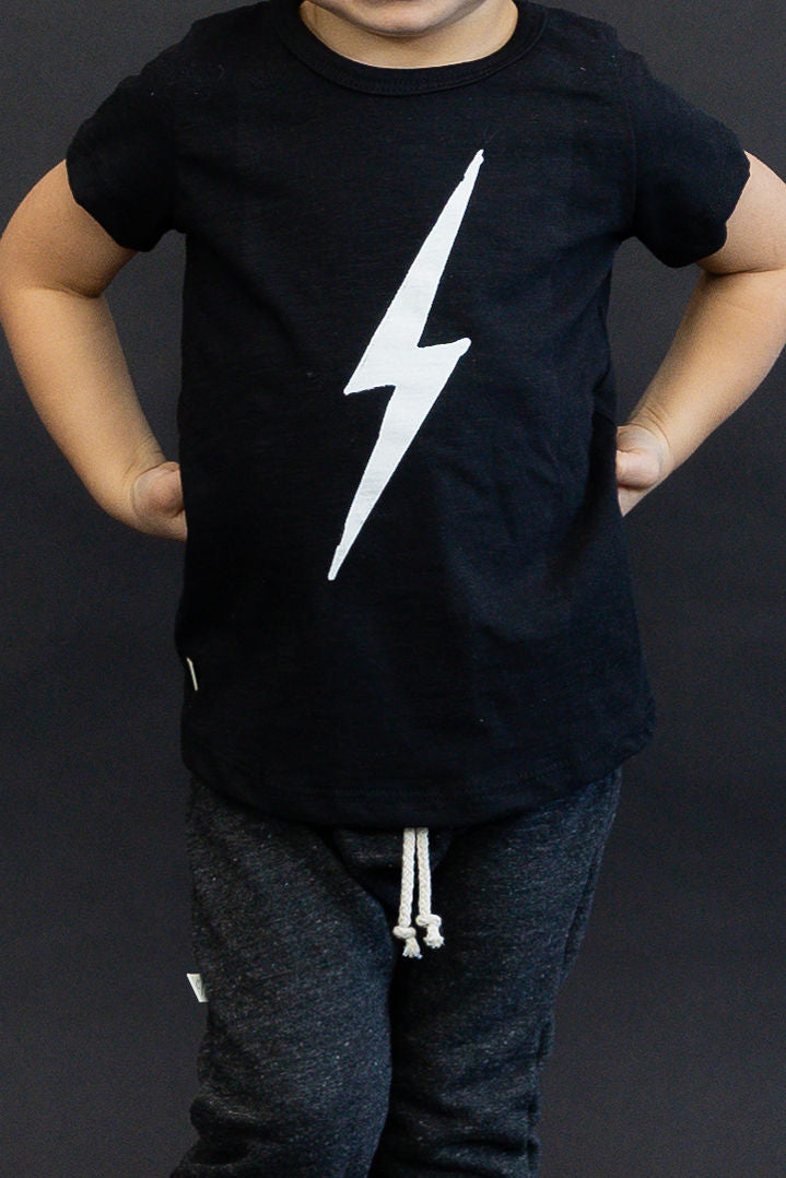 basic tee - lightning on black