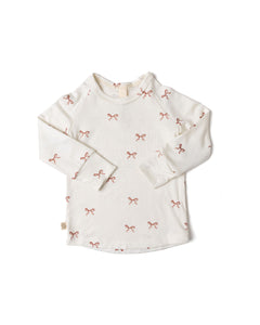 rib knit long sleeve tee - classic bows - natural