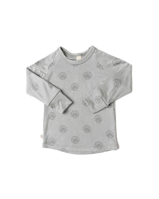 rib knit long sleeve tee - seashells