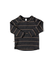 Load image into Gallery viewer, rib knit long sleeve tee - anthracite sand stripe