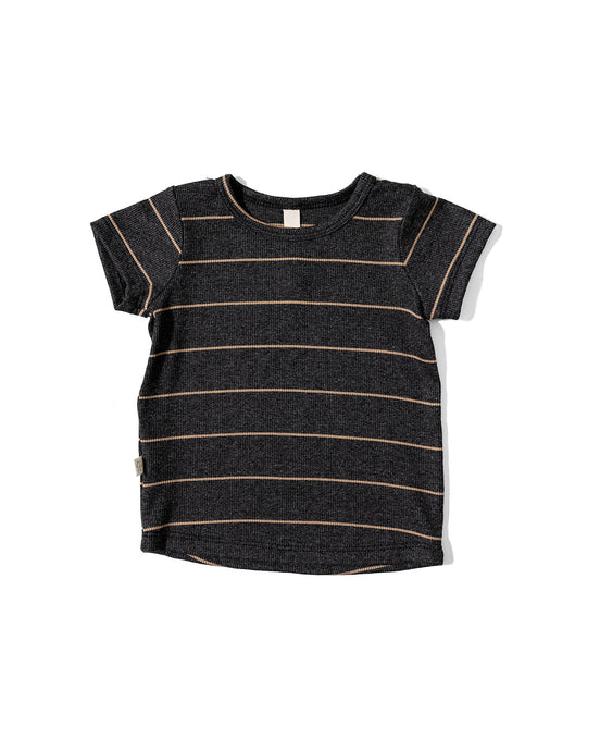 rib knit tee - anthracite sand stripe