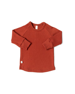 rib knit long sleeve tee - barn red