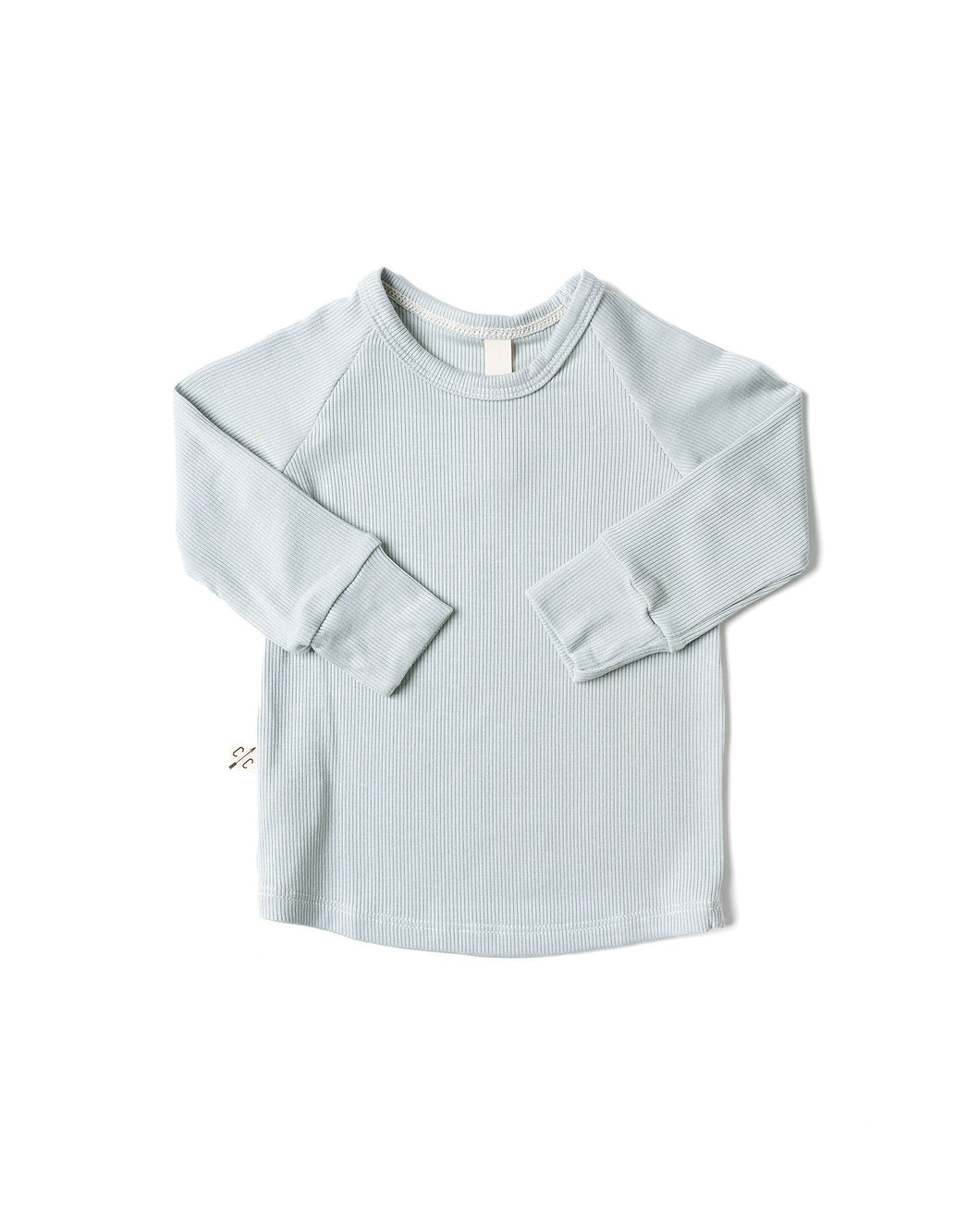 rib knit long sleeve tee - blue fog