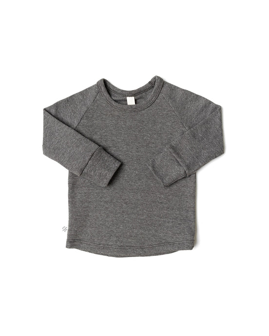 rib knit long sleeve tee - heather gray