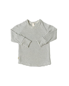 rib knit long sleeve tee - narrow charcoal stripe