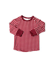 Load image into Gallery viewer, rib knit long sleeve tee - red gingham