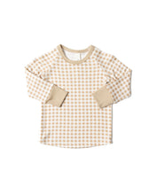 Load image into Gallery viewer, rib knit long sleeve tee - tan gingham