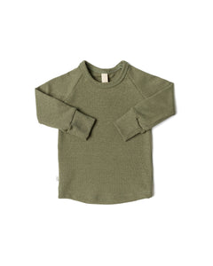 rib knit long sleeve tee CO - vetiver