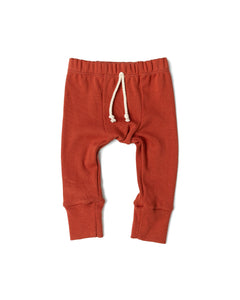 rib knit pant CO - barn red