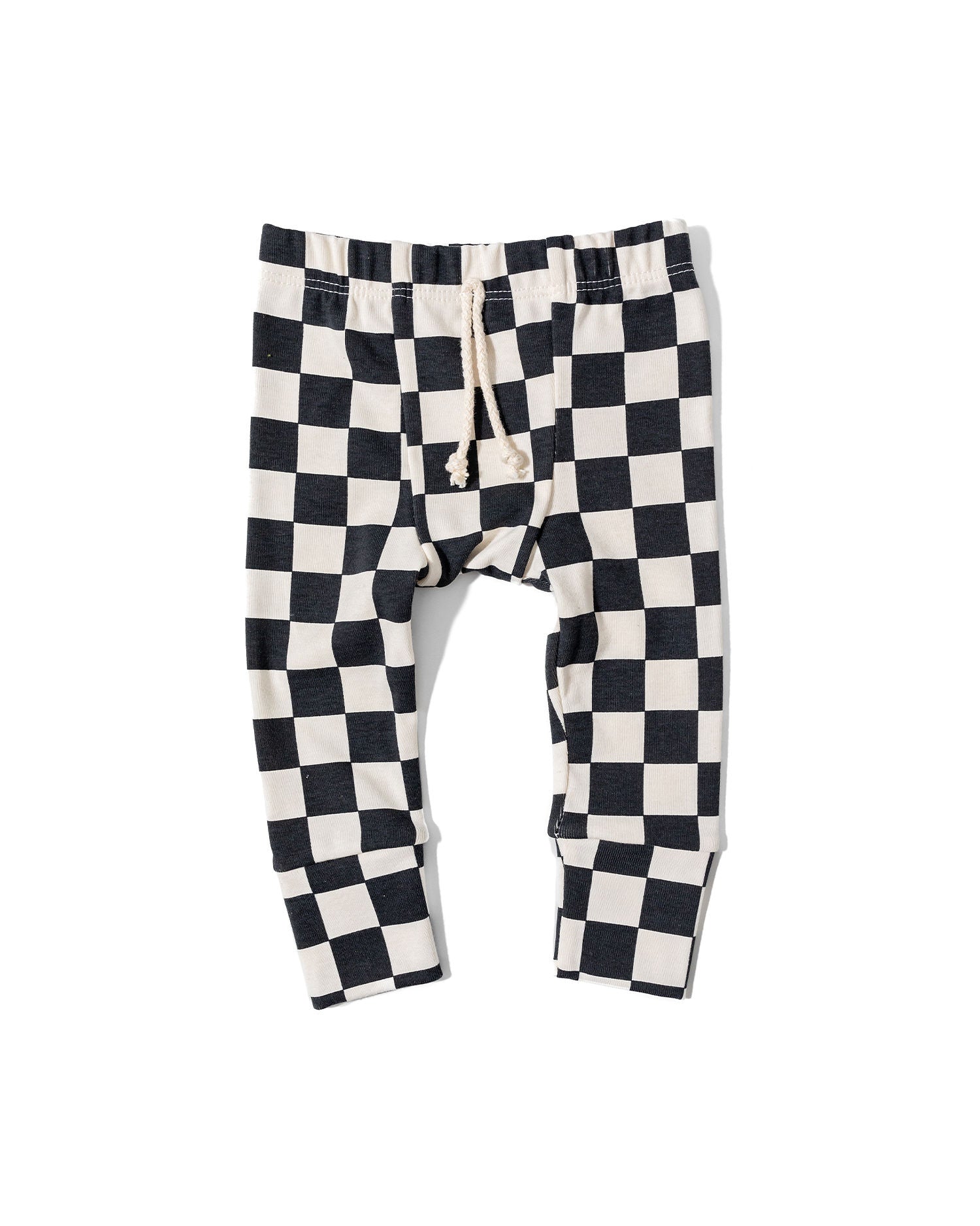 rib knit pant - black checkerboard