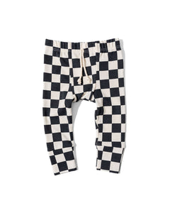 rib knit pant - black checkerboard