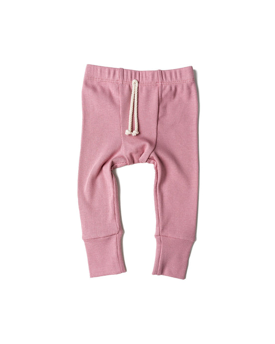 rib knit pant - dew pink
