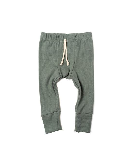 rib knit pant - golf green