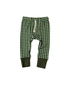 rib knit pant - green gingham