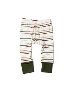 rib knit pant - triple stripe green contrast