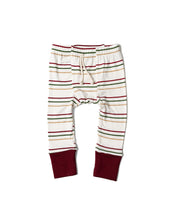 Load image into Gallery viewer, rib knit pant - triple stripe red contrast