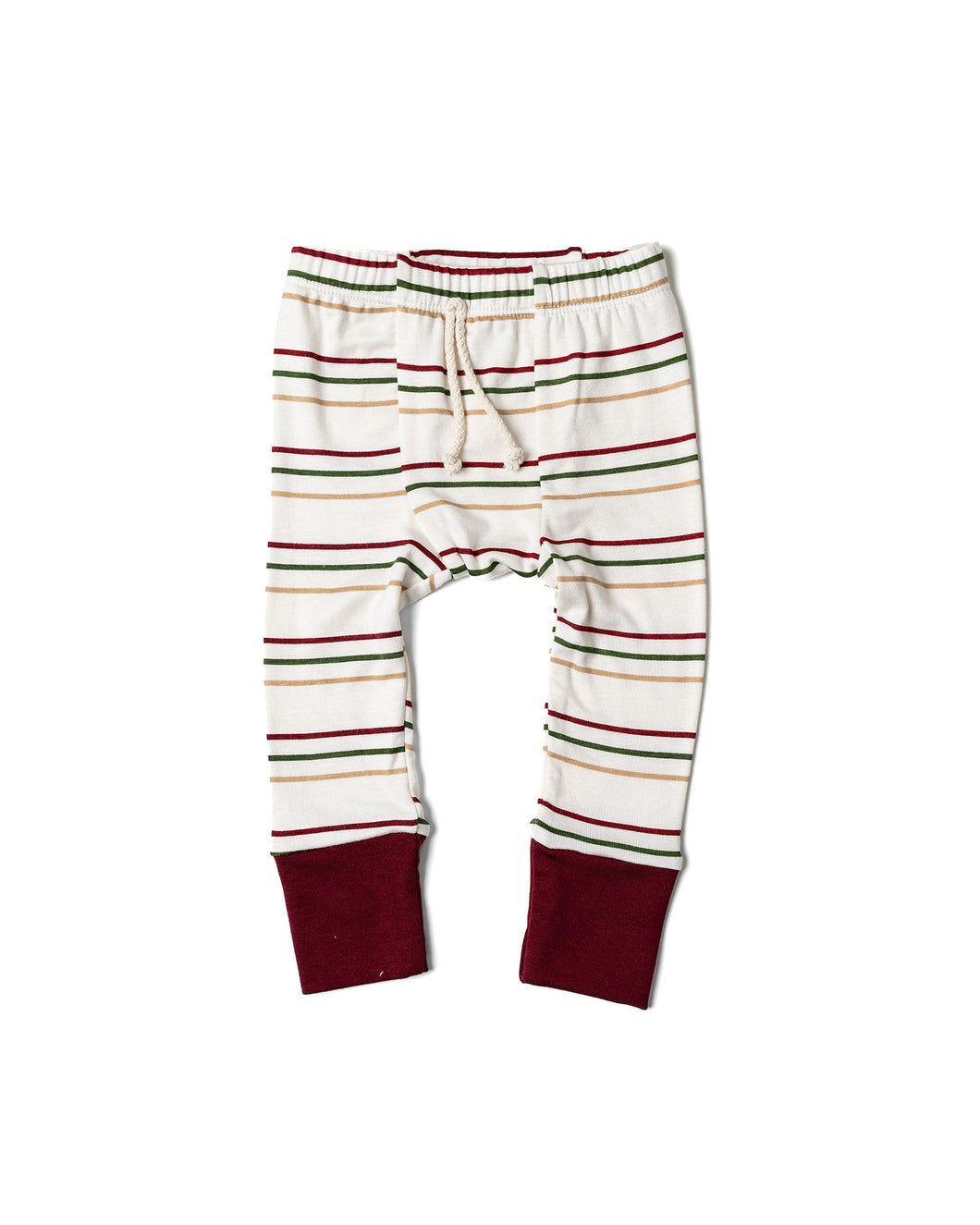 rib knit pant - triple stripe red contrast