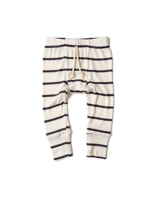 rib knit pant - fudge stripe